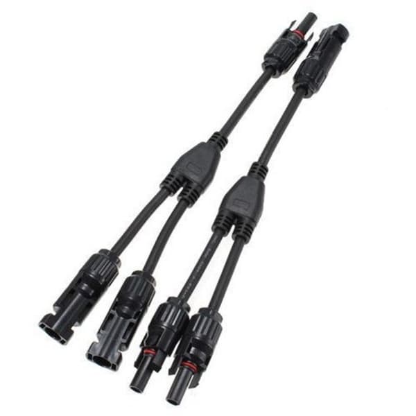 3 par solpanelkabelstik, fotovoltaisk solstik, MFF/FMM sol Y-grenstik (sort)