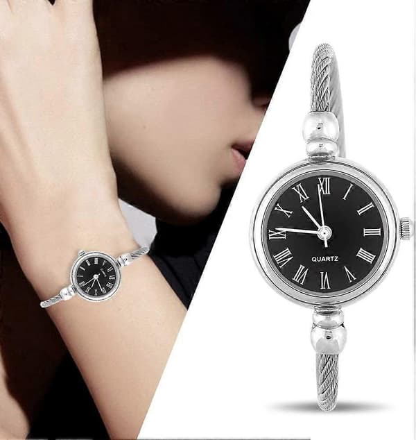 Dam Quartz Klockor, Analog Rund Legering Rem Öppet Armband Armbandsur 1