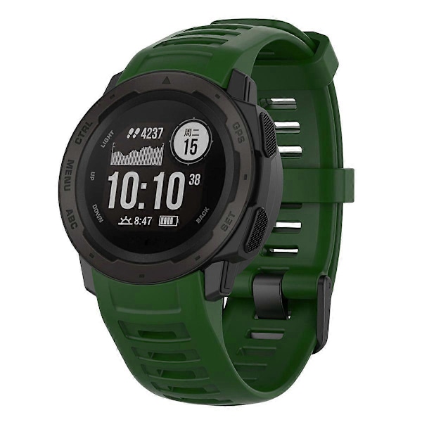Silikon Klokkereim for Garmin Instinct Tactical/Instinct Tide/Instinct 2/Instinct Armbånd med Svart Spenne Army Green