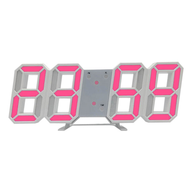 LED Digital Klocka Väggdekoration Luminous Nattläge Justerbar Elektronisk Bordsklocka Väggklocka Dekoration Vardagsrum LED Klocka [dB} Rosa Pink
