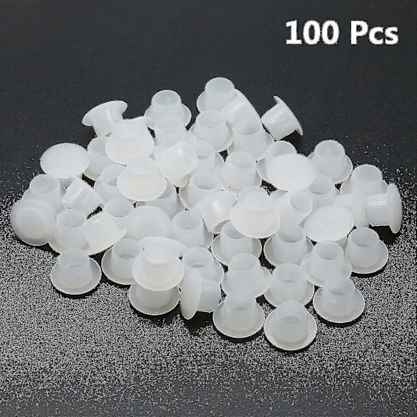 100 stk. 8 mm hvide plastikpropper - hulpropper, snap-in låsning