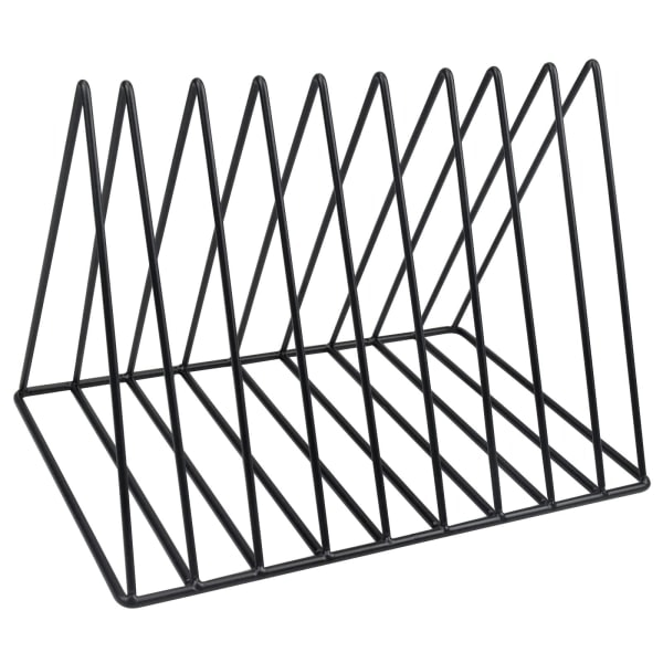 Trekantet skrivebordsstativ, 9 rom metallisk plateholder, frittstående vinylstativ, dokumentstativ, multifunksjonell skrivebordsarrangør bokhylle
