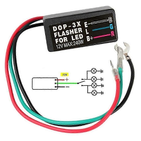 Høykvalitets motorsykkel LED blinklysrelé 3-Pin 12V Elektronisk motorsykkel ATV blinklys LED lys blinklysrelé 80 ganger/min 240W