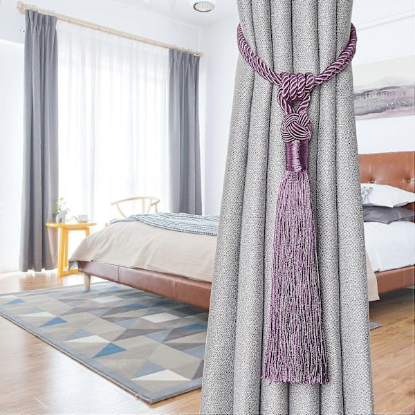 lly 2 kpl Pitkät Hapsunauhat Verhoille Käsintehdyt Punotut Köysisolmut Verhojen Kiinnikkeet Eurooppalaiseen Tyyliin Koristeelliset Verhonpidikkeet Kotiin ja Toimistoon Tuulta Vastaan Purple 4 Pack