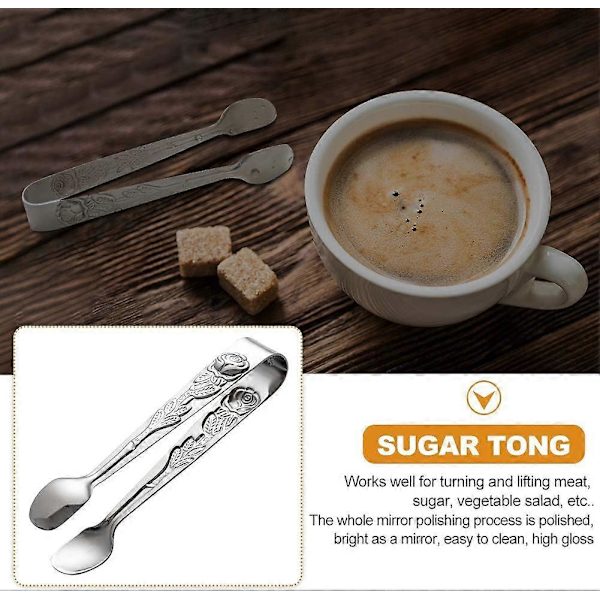 Sukkerklyper, U-formede isklyper i rustfrit stål, mini serveringsklyper - 10 cm rosensukkerklyper til teselskab, kaffe