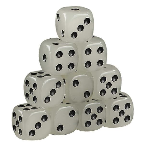 D6 6-sidig selvlysende terning for DND, MTG, RPG, Tenzi, Farkle, Yahtzee, Bunco - 16mm