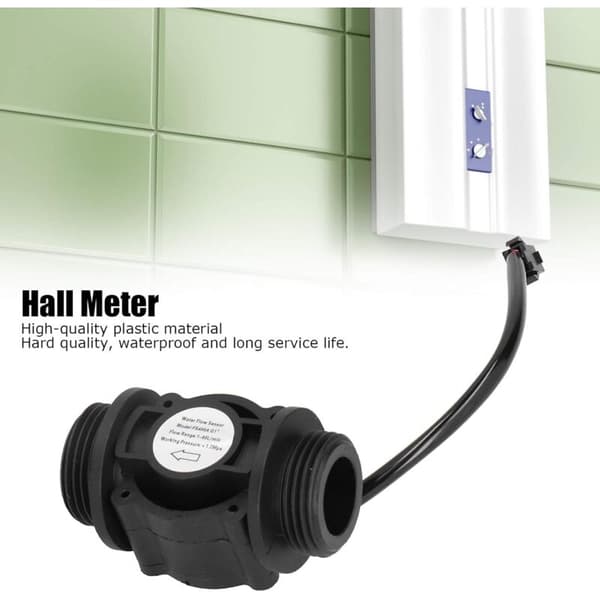 G1in flydende vandstrømssensor, Hall-effekt, 1-60L/min vandstrømssensor til vandvarmerdispenser kortlæser, DC3-24V