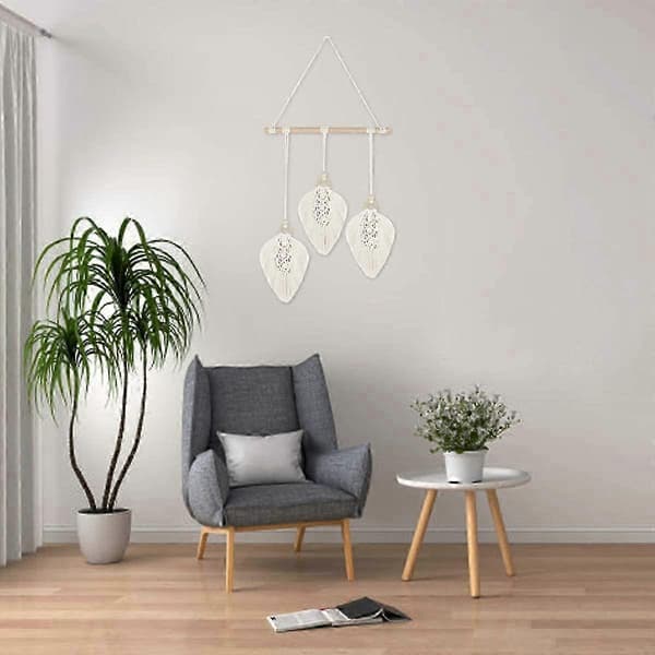 Bohemisk Makramé Deco Makramé Fjäder Väggbonad Makramé Väggdekor för Sovrum Vardagsrum Sovsal Utomhus Heminredning, 45 x 90 CM