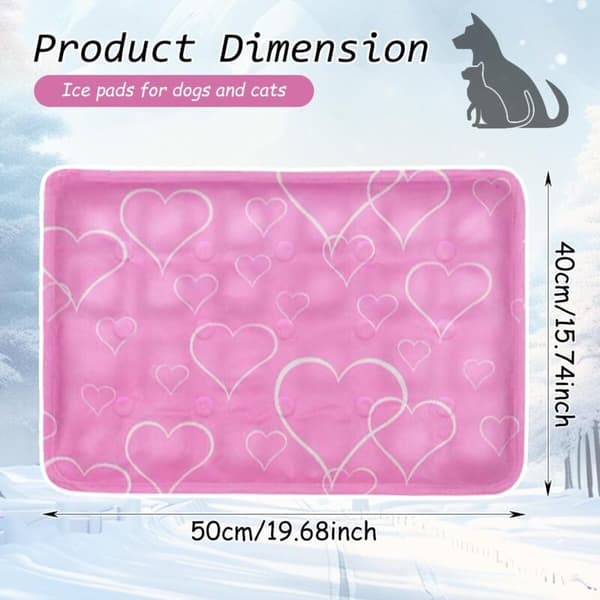 Kølemåtte til hunde, 40x50cm lyserød kølemåtte til katte, kølemåtte til hunde og katte med giftfri gel
