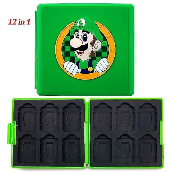 Grønt Mario-hode, bærbar, støtsikker hardt skall oppbevaringsboks for Nintendo Switch spillkort