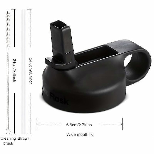2 st Hydro Flask Wide Mouth Straw Lid - Återanvändbart Flip Top-lock med genomskinligt sugrör och rengöringsborste - Läcksäker och BPA-fri
