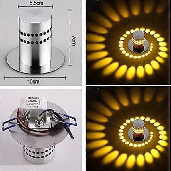 3W Moderni Muotoilu Uppoasennettava LED Pyöreä Käytäväalasvalo Kierteinen Säädettävä, Lämmin Valkoinen 3000K 55mm