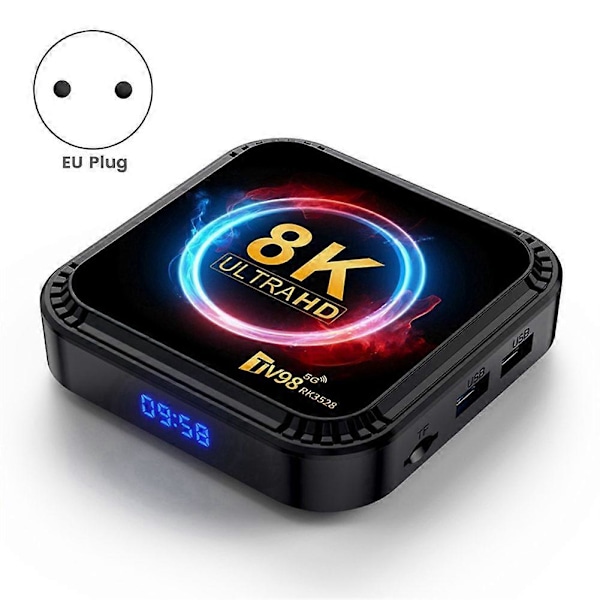 TV98 RK3528 Smart TV Boks Android 13 8K HD 2.4G&5G Wifi Media Player Mini Set Top Boks 4G&32G EU STIK
