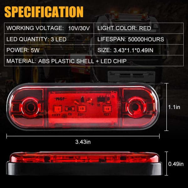 4 LED positionsljus fram och bak, 12 V (röd)