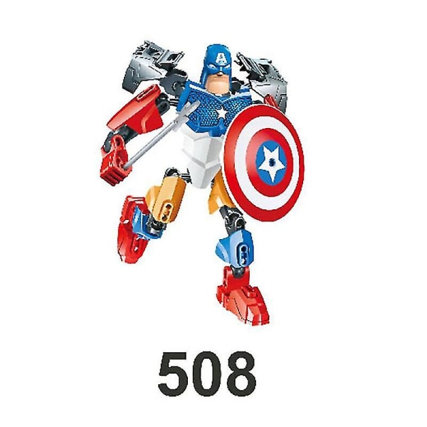 24 cm leksaksbyggsten Superhjälte Spider Man American Captain Brick Action Figur Montering Stor docka Modell Barn KSZ508