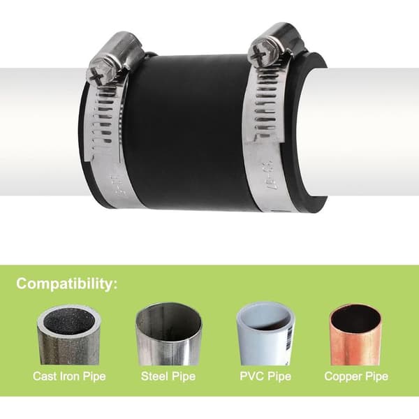 Sett med 2 fleksible PVC-koblinger med rustfrie stålklemmer for 3,8 cm (40 mm innvendig) slange