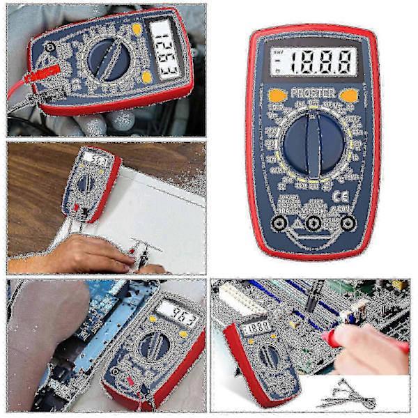 Proster 1999 LCD Digital Multimeter Multitestare Testkabel Bakgrundsbelysning Diodtest