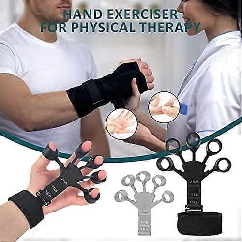2-pack Fingerförstärkare Handgreppstränare, 6 resistansnivåband Silikonhandledsstretchare, Gitarrfingerövningstränare