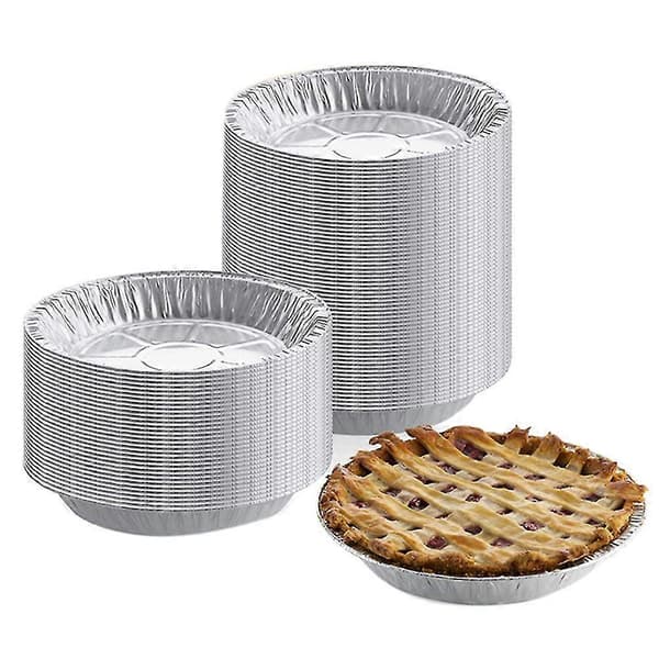 50 stk Engangs Runde Aluminiumfolie Grillmatbrett Beholder Non-stick Bakeform 9inch