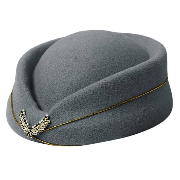 Flyværtinde Hat Stewardesse Hat Baret Hat Kvinder Formel Uniform Kasketter Tilbehør Partyhatte Kostumetilbehør Titel 6: Grå Gray