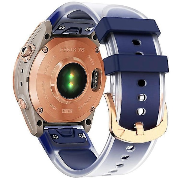 Kompatibel med Garmin Fenix 7S QuickFit 20mm Transparent Design Klockarmband Justerbart Silikonband Blue