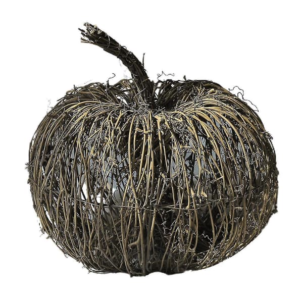 Kunstige græskar rattan vævet græskar ornament efterårshøst græskar til Halloween Thanksgiving 15cm
