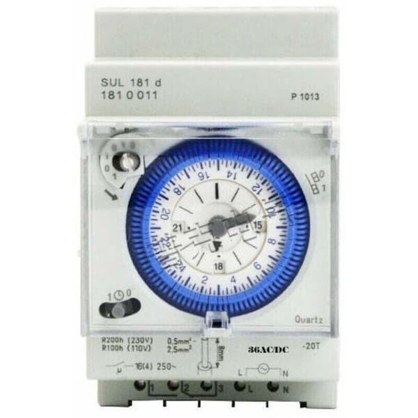 Analog timer med synkronmotor och dagsprogram, timer, 12VAC/DC