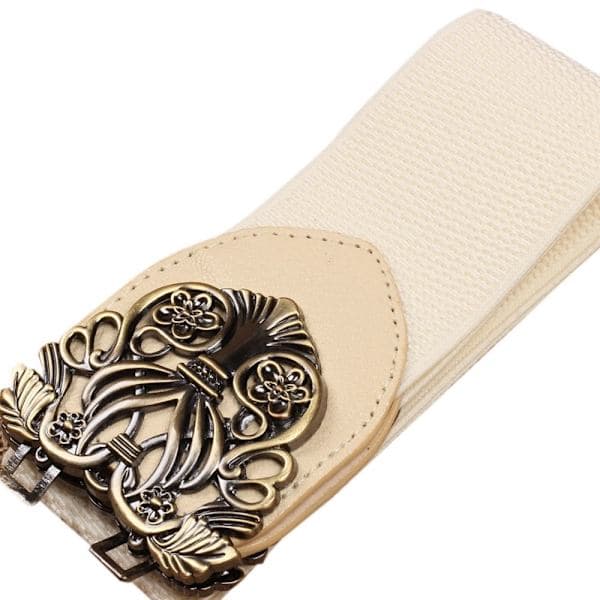 Bredt elastisk midjebelte Retro spenne midjebånd BRONSE-BEIGE - høy kvalitet Bronse-beige Bronze-beige