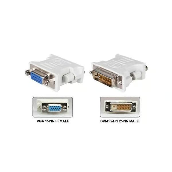 DVI-D hann til VGA hunn-adapterkonverterer VGA til DVI/24+5-pinners hann til VGA hunn-adapterkonverterer