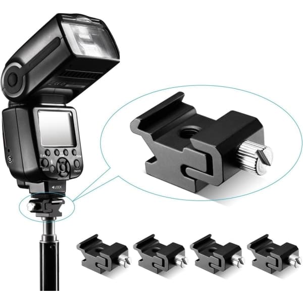 Sort Metal Cold Shoe Flash Adapter med 1/4-tomme -20 Tripod Skrue (5-pak)
