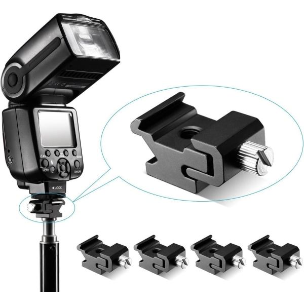 Svart Metall Blixtskoadapter med 1/4-tums -20 Stativskruv (5-pack)