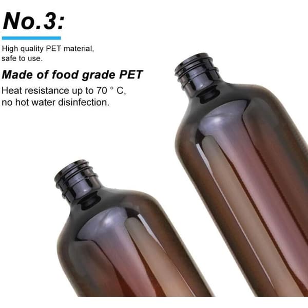4-delade bärnstensfärgade dispenserflaskor, 500 ml bärnstensfärgade pumpflaskor, tomma bärnstensfärgade plastflaskor för lotion, duschgel, handtvål, tvättmedel