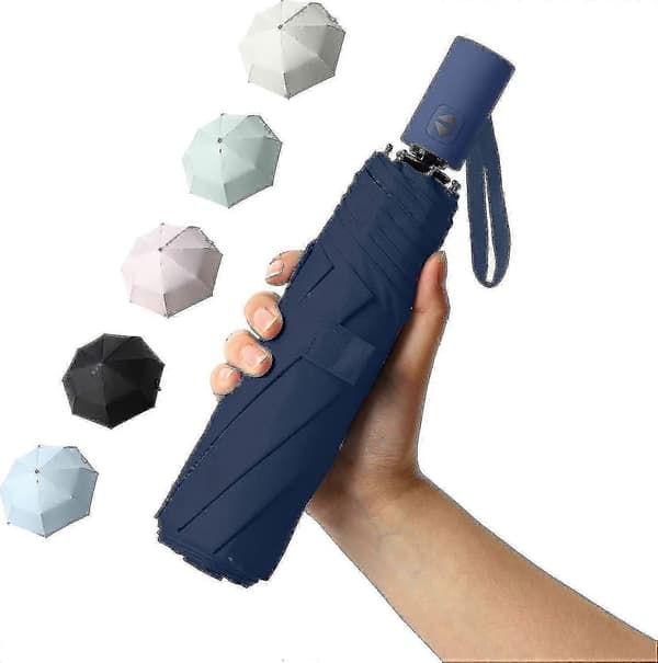 Liten reise paraply for regnbeskyttelse sol-folding UV paraply vindtett kompakt