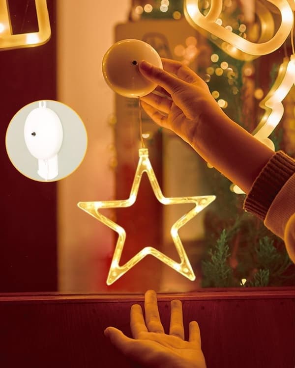 LED-stjerner Julelys, 3-pakning LED-julevinduslys, 10 LED-juledekorasjoner med timer for vindu