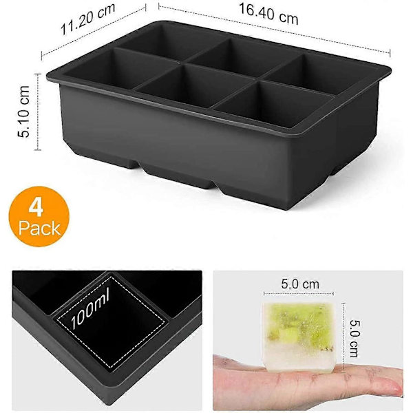 Stora silikonisbitar, 4-pack, isbricka med lock, silikonisbitsform, BPA-fri