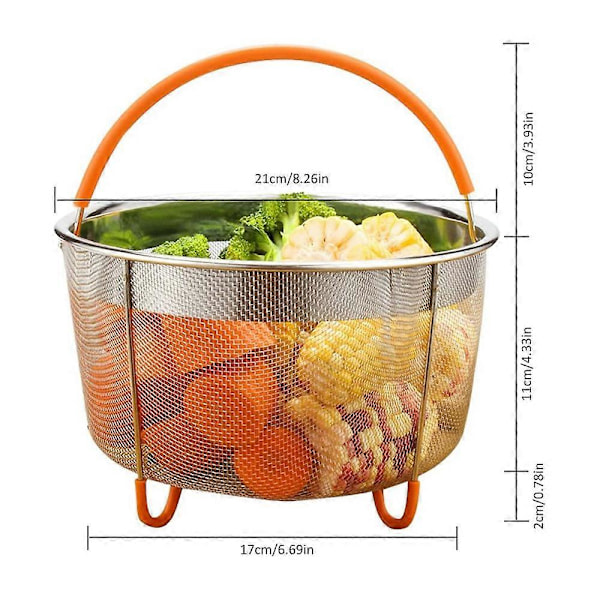 Ångkorgset i rostfritt stål, Instant-Pot-tillbehör för Ninja Foodi tryckkokare & Multi