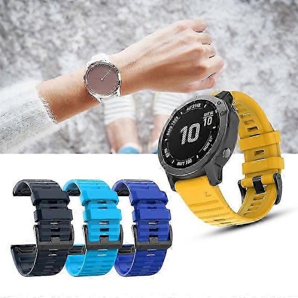 Erstatningsarmbånd Myk Silikon 22mm/26mm Hurtigutløser Klokkereim Kompatibel Garmin Fenix 6/Fenix6 Pro/Approach S60/Forerunner935/Co Grey 22 mm