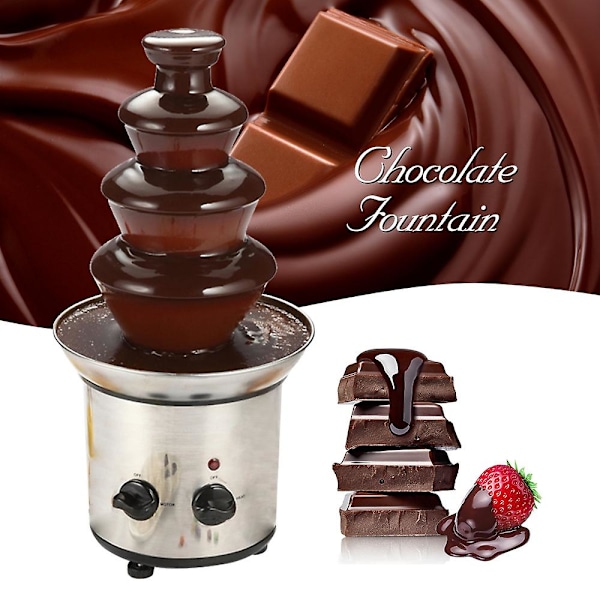 Chokladfontän, 4 Våningar Elektrisk Smältmaskin, Fonduegryta Set, för Chokladgodis, Ranch, Na