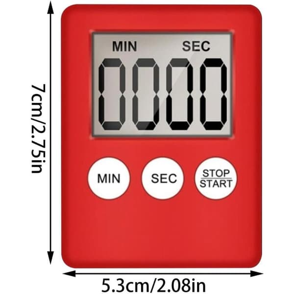 Digital Timer - Køkkentimer - Magnetisk Stopur med Alarm - Digital Timer med Hørbar Alarm, LCD-skærm Nedtællingstimer til Køkken, Studie