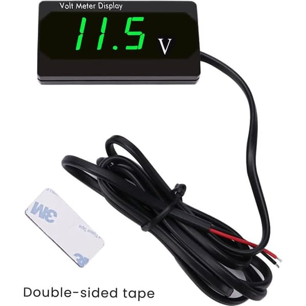 DC 12V Vattentät Bilvoltmeter med LED-display, Spänningsmätare med Terminaler, Mini LED-voltmeter för Båt, Motorcykel, Lastbil, ATV, UTV, Grön