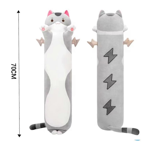 Mewaii Pitkä Kissa Pehmolelu Kawaii Vartalotyyny Pehmeä Mukava Ihoystävällinen Pehmonukke Aikuisille Lapsille Pojille Ja Tytöille Gray 70cm