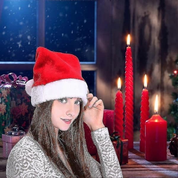 Tomteluvor Julmössa Unisex Röd Förtjockad Sammet Klassisk Ren Snögubbe Nyår Festlig Helg