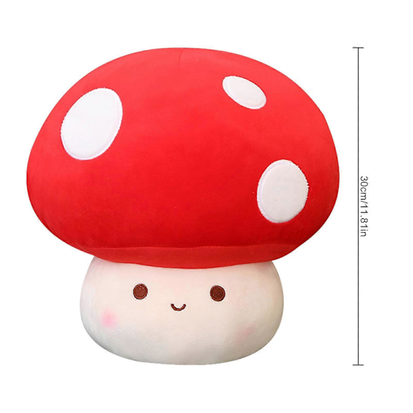 NYHET! Søt sopp-pute i mykt plusj - Koselig sopp-pute for klemmekos red 30cm