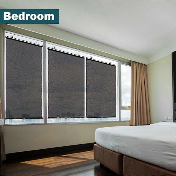 med Sugpropp Sovrum Dekoration Block UV-skydd Fönster Draperier Mörkläggningsgardin Rullgardiner black 50cm x 125cm