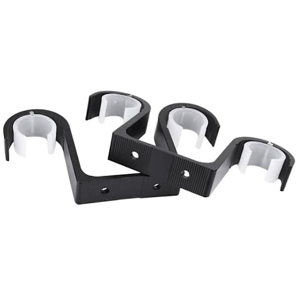 2 stk. serie dobbelte gardinstangbeslag sort aluminiumslegering loftbeslag