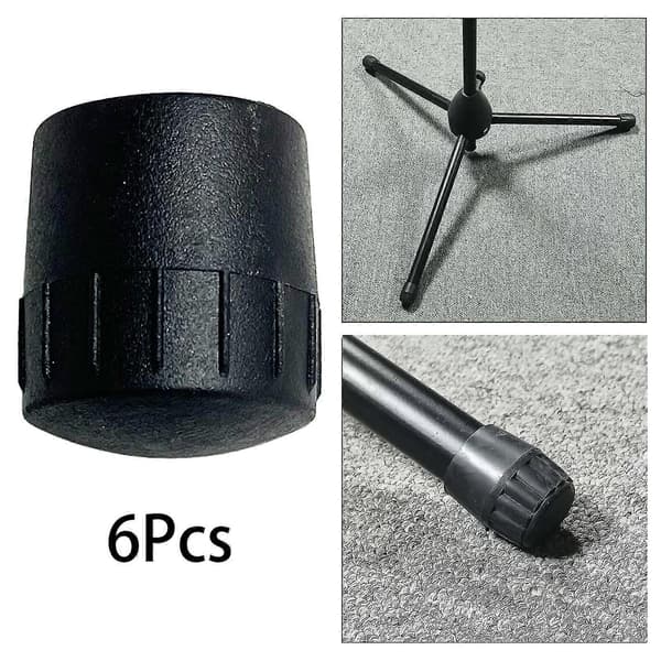 6x Mikrofonstativ Gummifotputer Gummideksel Black for Tube Dia 25mm