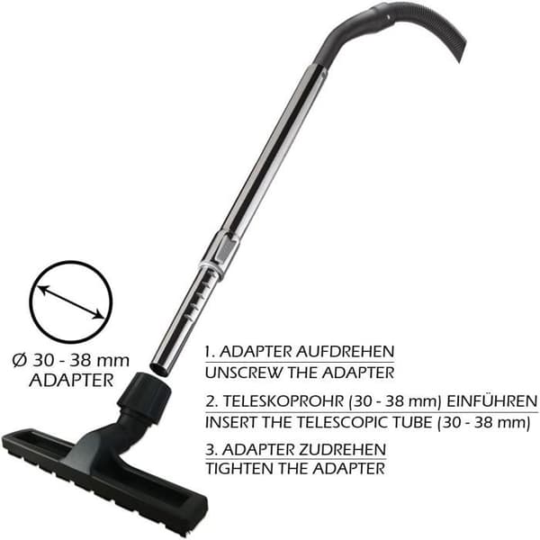 Universal gulvbørste - 1 stk. - Nylon og ruller - 30-38 mm adapter - Til parket og fliser - C