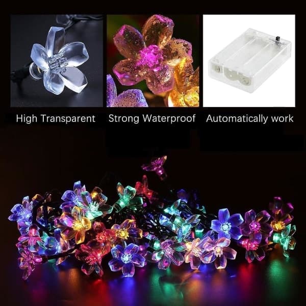 Nye Opgraderede LED Solcelle Drevne Have Lys String Batteri Drevne Jule Lys String Vandtætte Blomster Guirlander (A, Hvid)