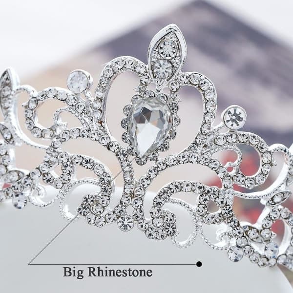Krystall Tiara Sølv Krone Brude Prinsesse Rhinestone Hår Smykker Dekorasjon