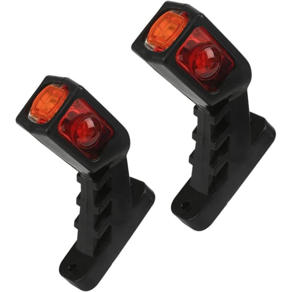 2 x 9 LED sidemarkeringslys, 24V tilhenger sidelys, tresidig, trefarget advarsel: gult, hvitt, rødt lys for lastebil, bobil, campingvogn